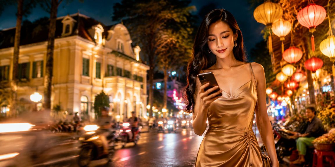 Người dùng tại Đà Lạt thao tác đăng ký giải trí trên điện thoại